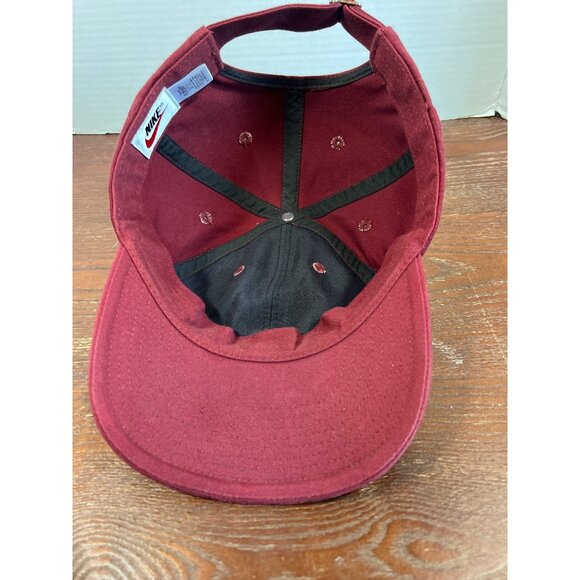 Vintage Nike Maroon Adjustable Strapback Hat With Embroidered Yellow Swoosh Logo - Picture 3 of 4
